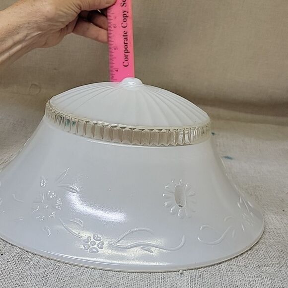 Vintage CEILING LIGHT LAMP SHADE GLOBE 3 Hole BEAD BALL 3 CHAIN- white - Picture 9 of 12